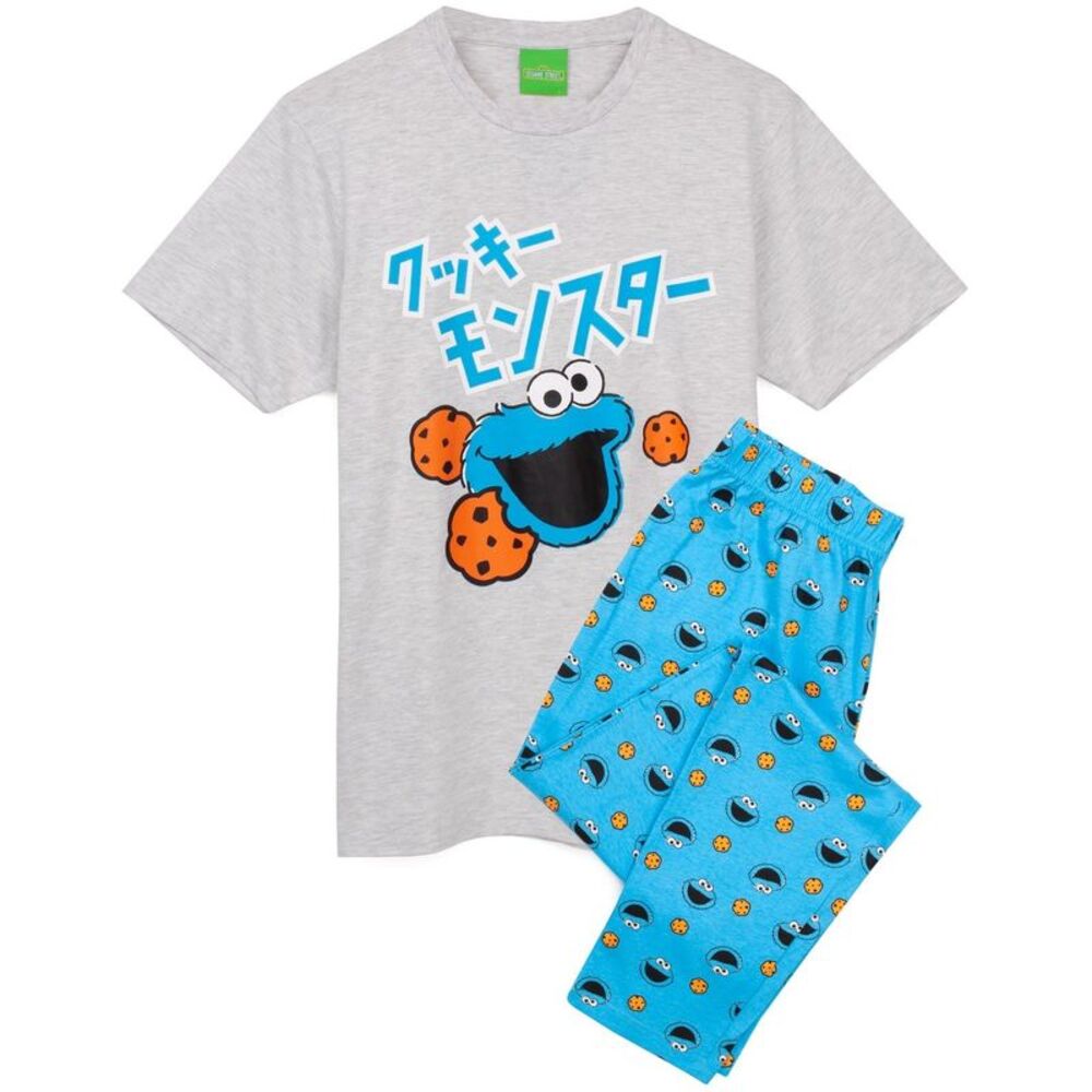 Sesame Street Mens Cookie Monster Pajama Set / Blue